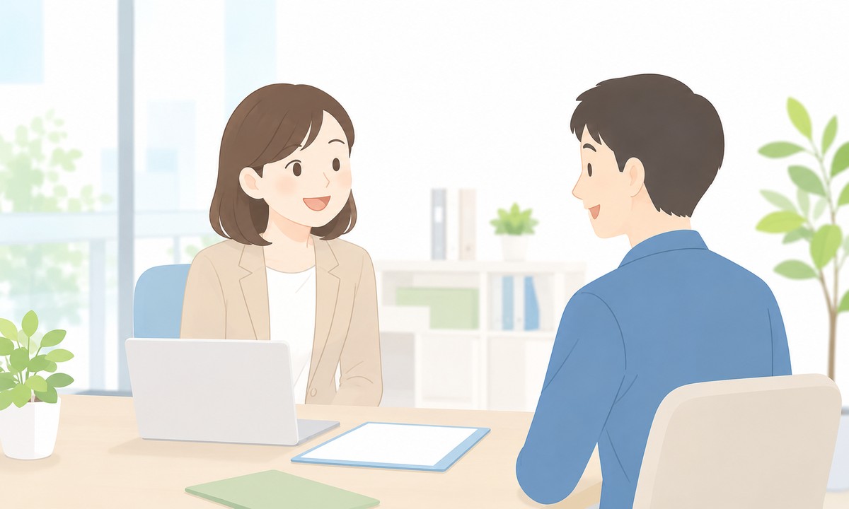 会社見学後に安心して相談できる雰囲気のイラスト