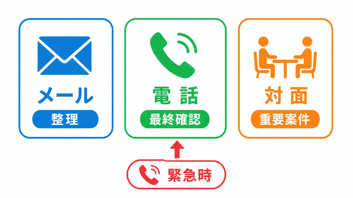 メール・電話・対面を目的別に使い分ける考え方