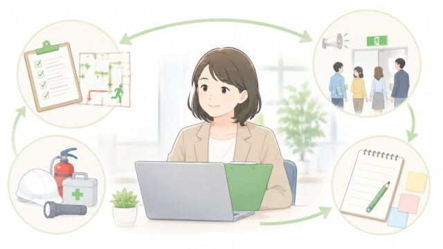 防災訓練を形だけで終わらせない準備と振り返りの内容を示すアイキャッチ