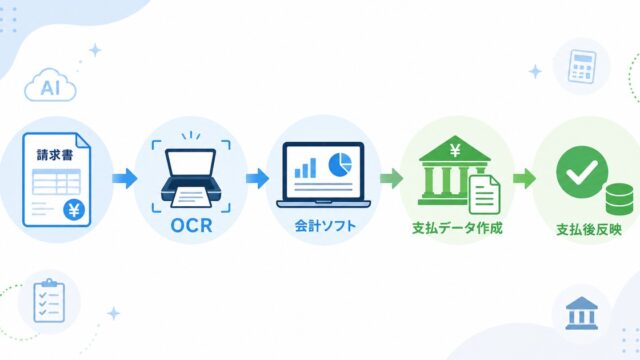 請求書処理をOCRから支払データ作成までつなげる。少人数経理の一気通貫設計の内容を示すアイキャッチ