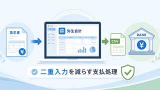 弥生会計から銀行振込データを作る実務設計。二重入力を減らす少人数経理の支払処理の内容を示すアイキャッチ