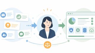 現場の要望を全部叶えるシステムは成功とは限らない。落とし所を作る総務の役割の内容を示すアイキャッチ