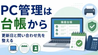 PC・Windows更新・周辺機器管理を少人数総務で回す考え方の内容を示すアイキャッチ