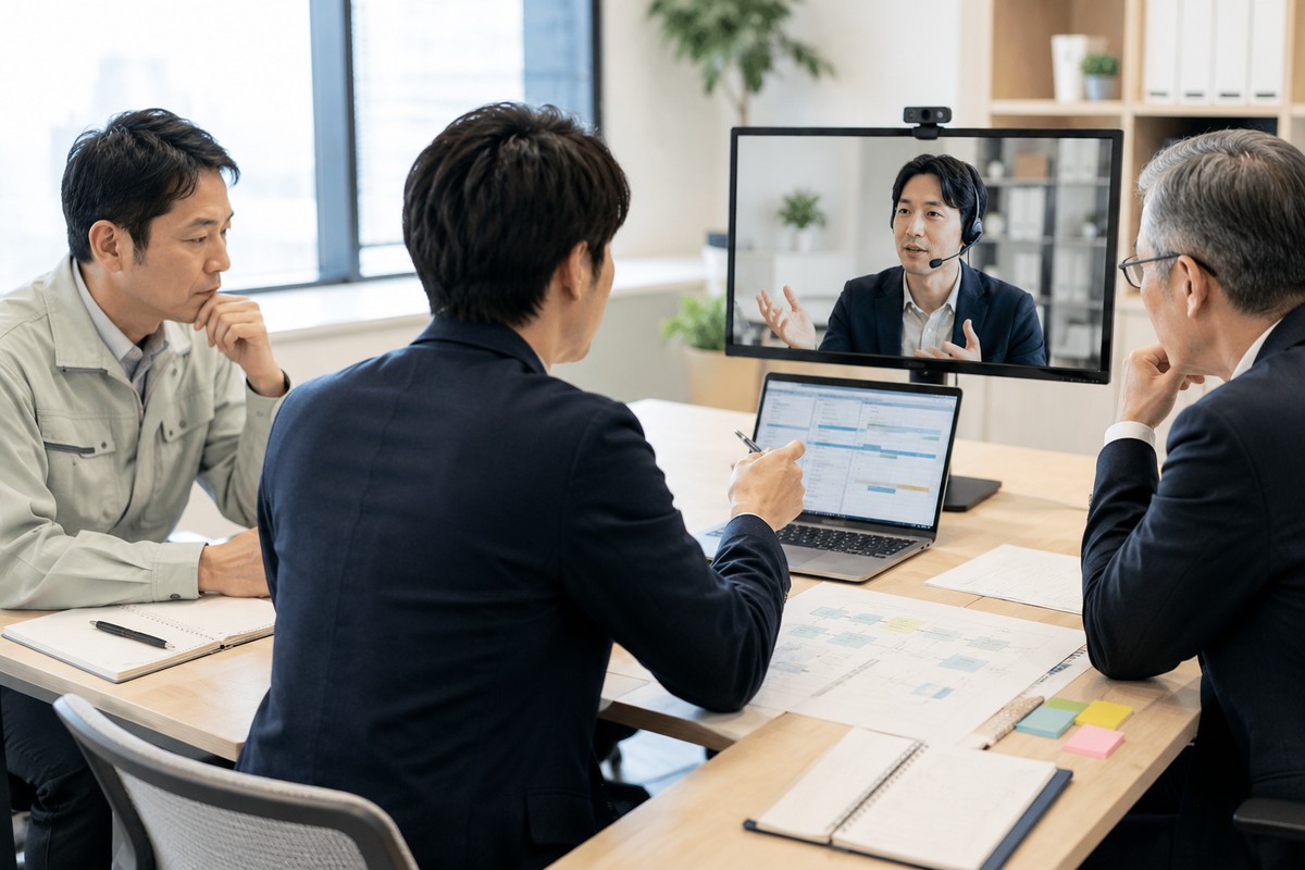 現場と社長とベンダーの情報を整理する一人総務の実務イメージ