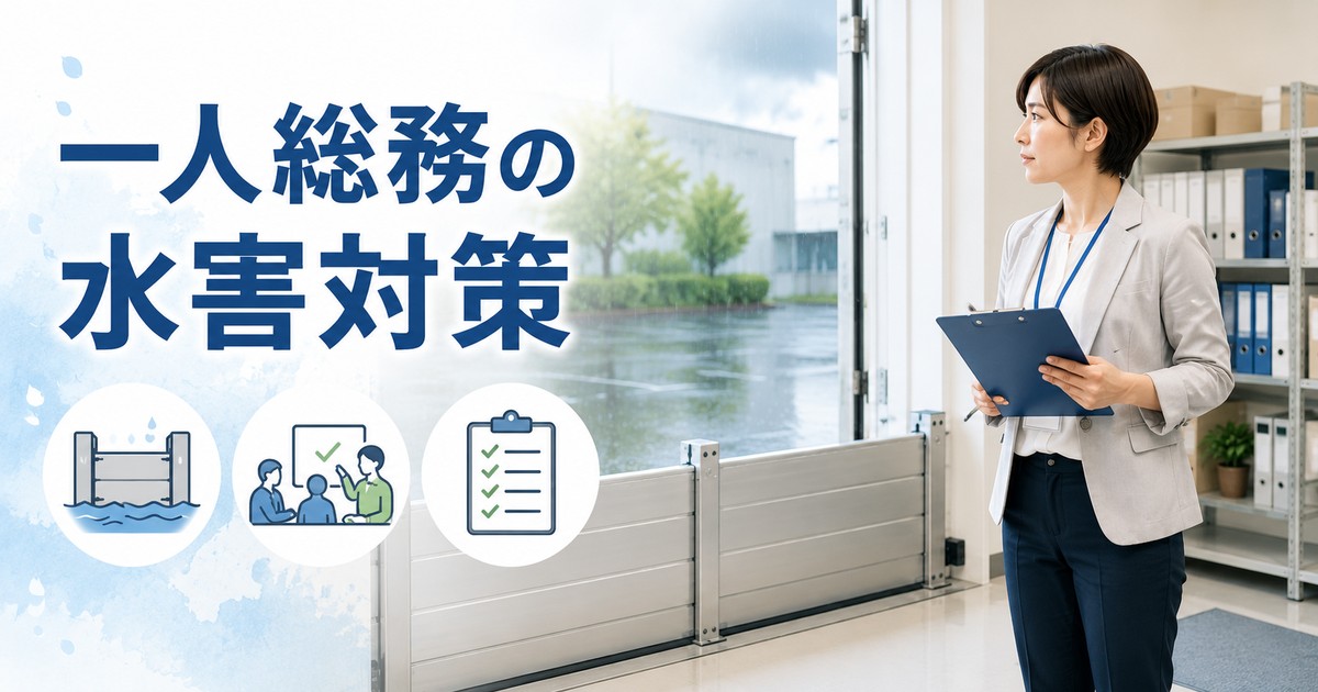 一人総務が止水板と防災訓練で会社を守る水害対策のアイキャッチ