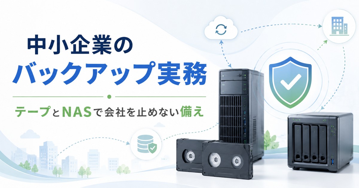 中小企業のバックアップ実務を示すアイキャッチ