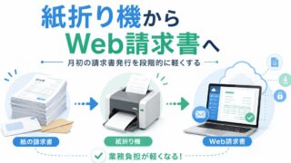 紙折り機とWeb請求書で請求書発行を改善するアイキャッチ