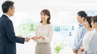 経営の方針を一人総務が整理し、社員へ伝える社内発信のイメージ