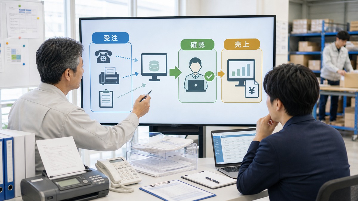受注から確認、売上入力までをつなげる販売管理ソフト改善の実務イメージ
